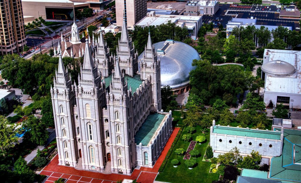 Aerial view of Temple Square