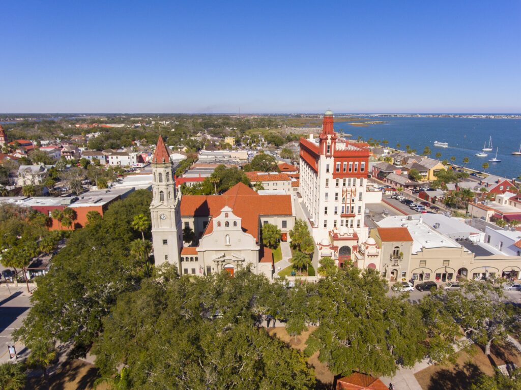 Aerial view of Cathedral Basilica of St Augustine