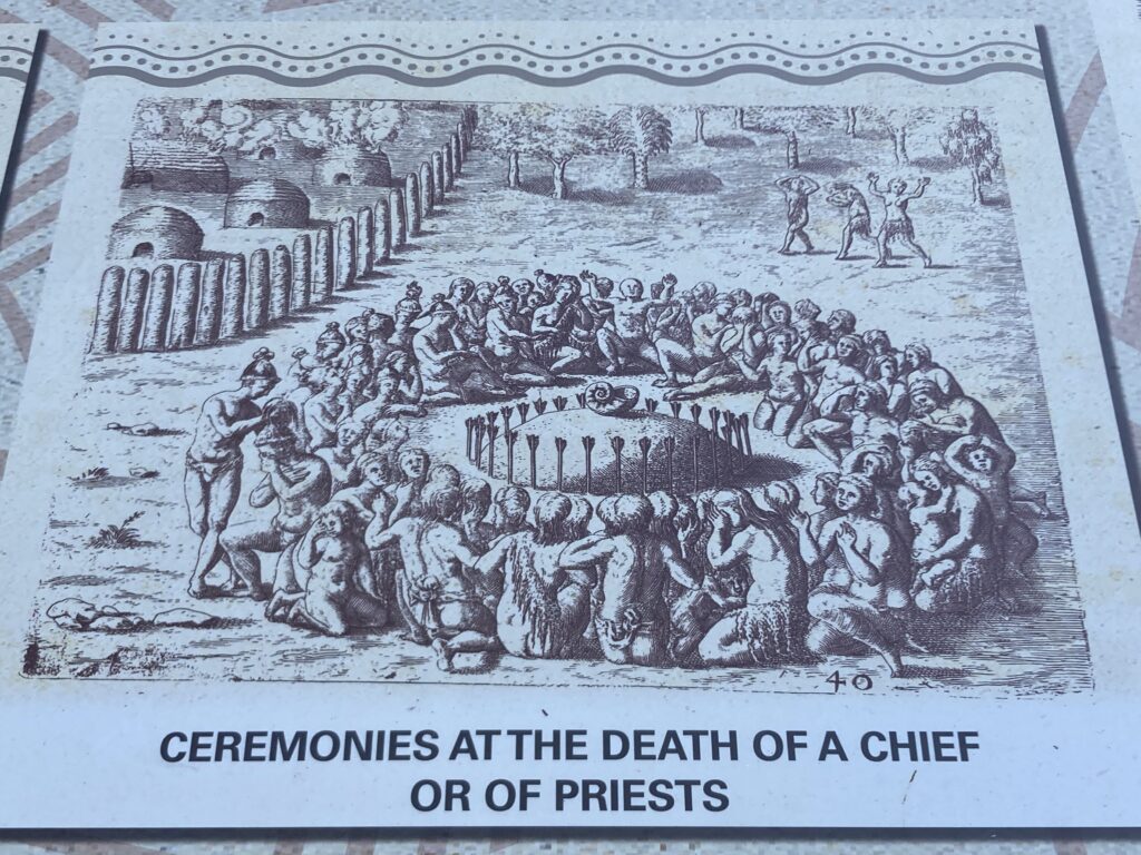 An image of people ceremonies at the death of a chief of priests