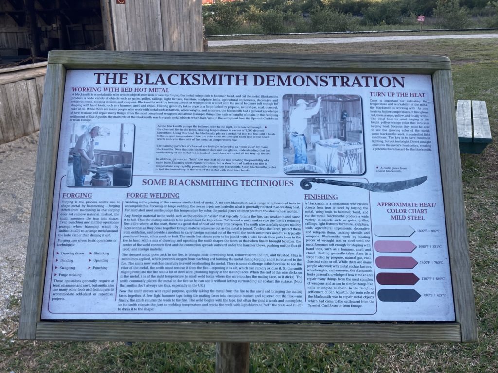 Guests can watch a blacksmith at work