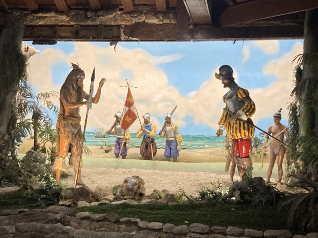 Spanish Admiral Menendez landing at the Timucuan village of Seloy
