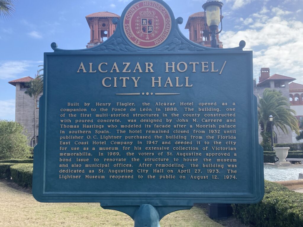 The Alcazar Hotel City Hall blue Marker