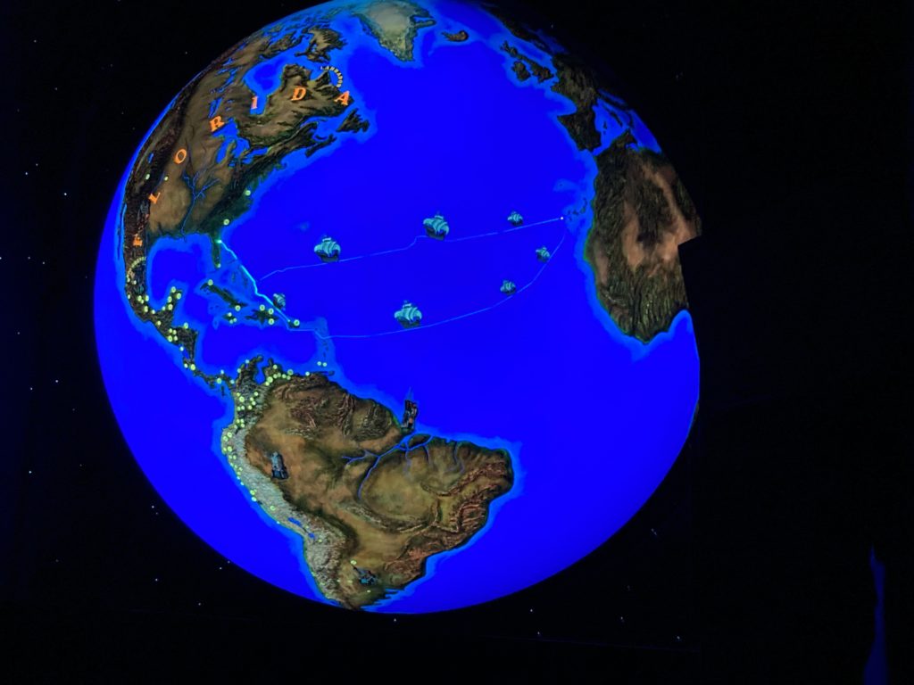 The Gulf Stream Trade Route on a globe