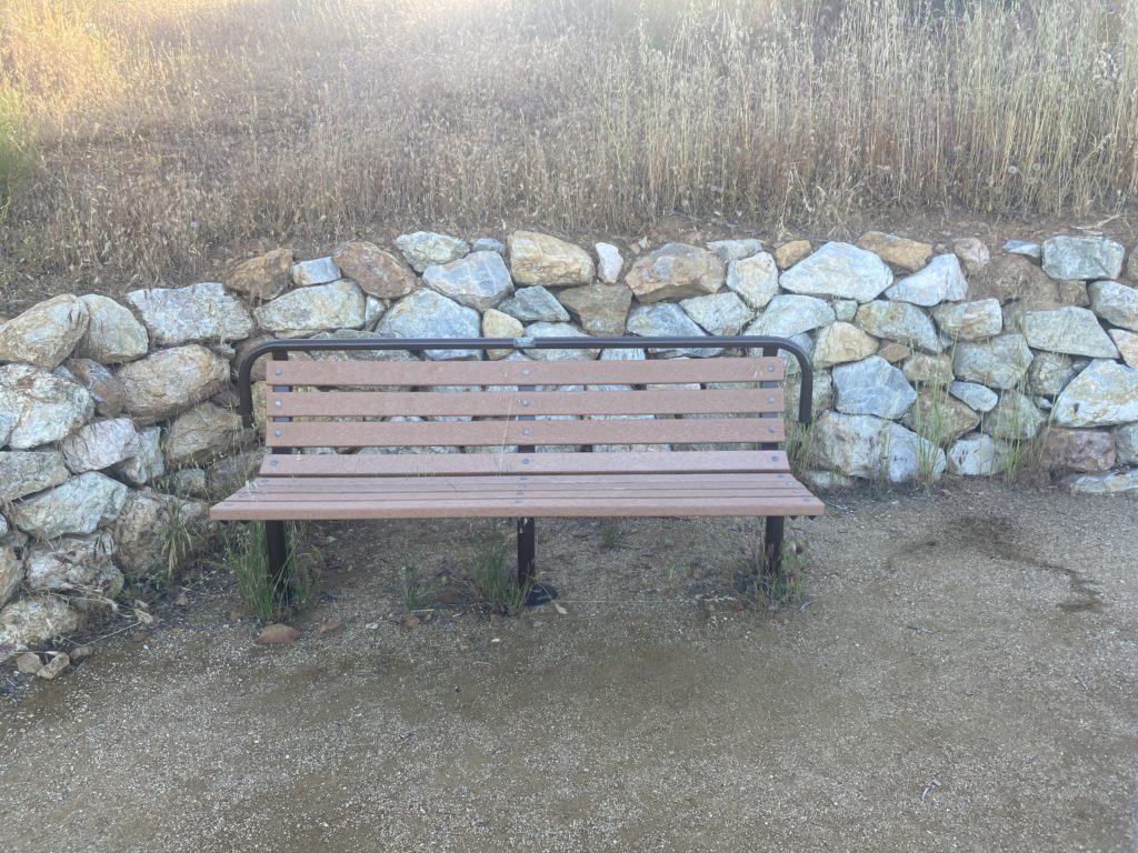 Brown Bench at the end of the Stone Edge Hill