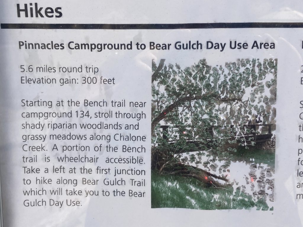 Pinnacles Campground to Bear Gulch Day Area