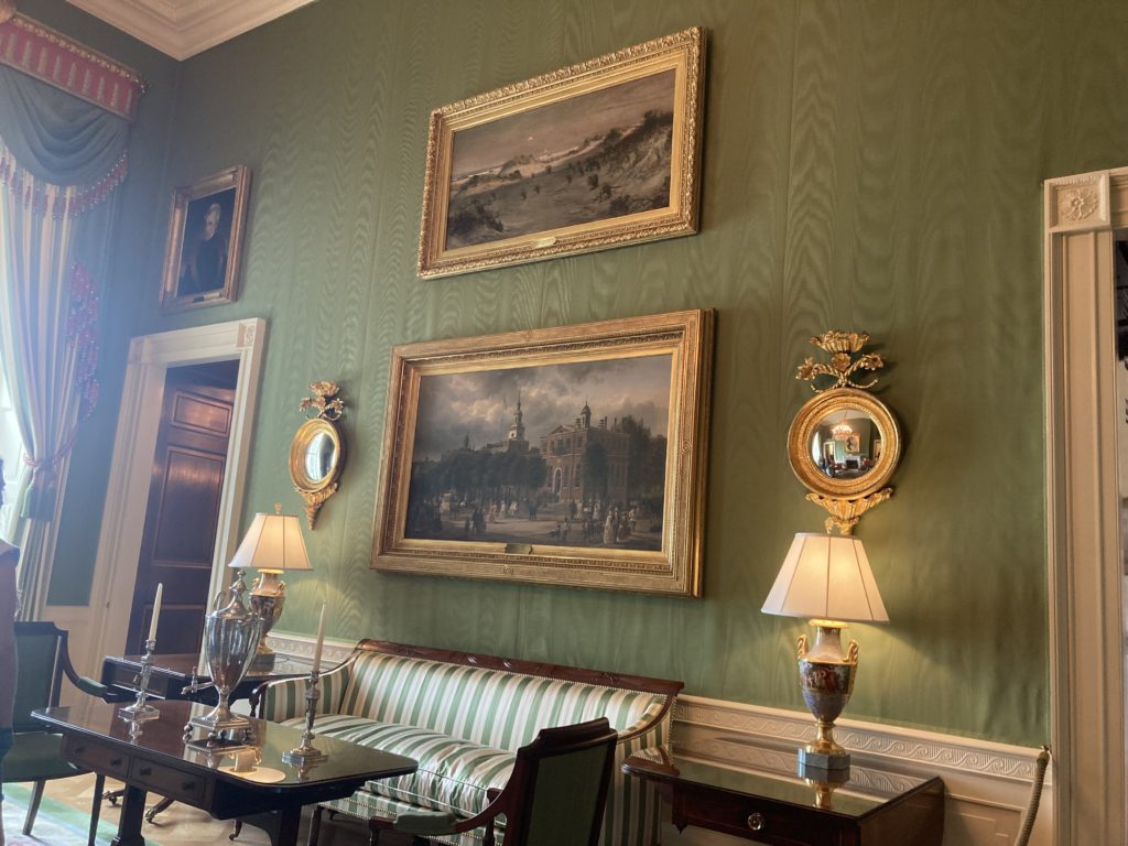 Hanged Paintings inside the Green Room in The White House