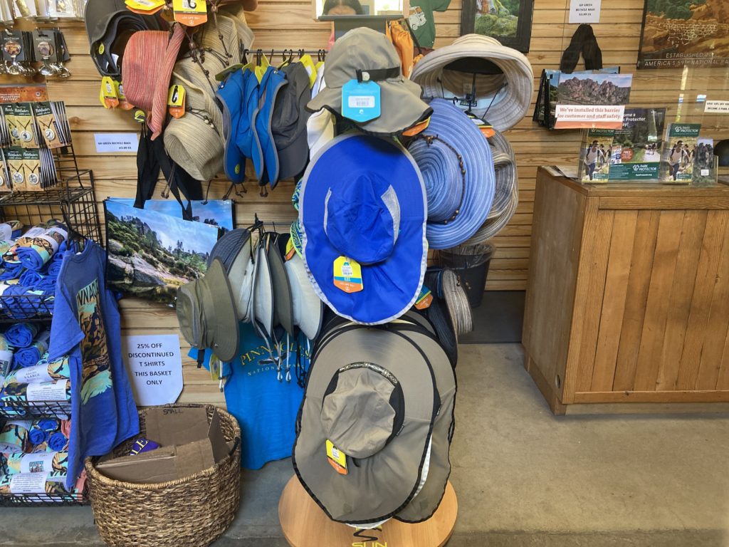 Different Color Souvenir Hats on Display