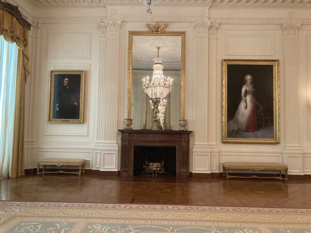 Two Hanged Portraits of a Man and Woman inside The White House