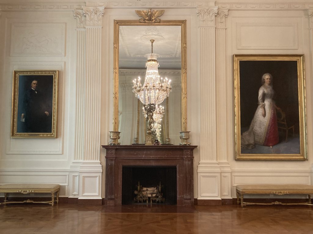 Two Hanged Portraits of a Man and Woman inside The White House