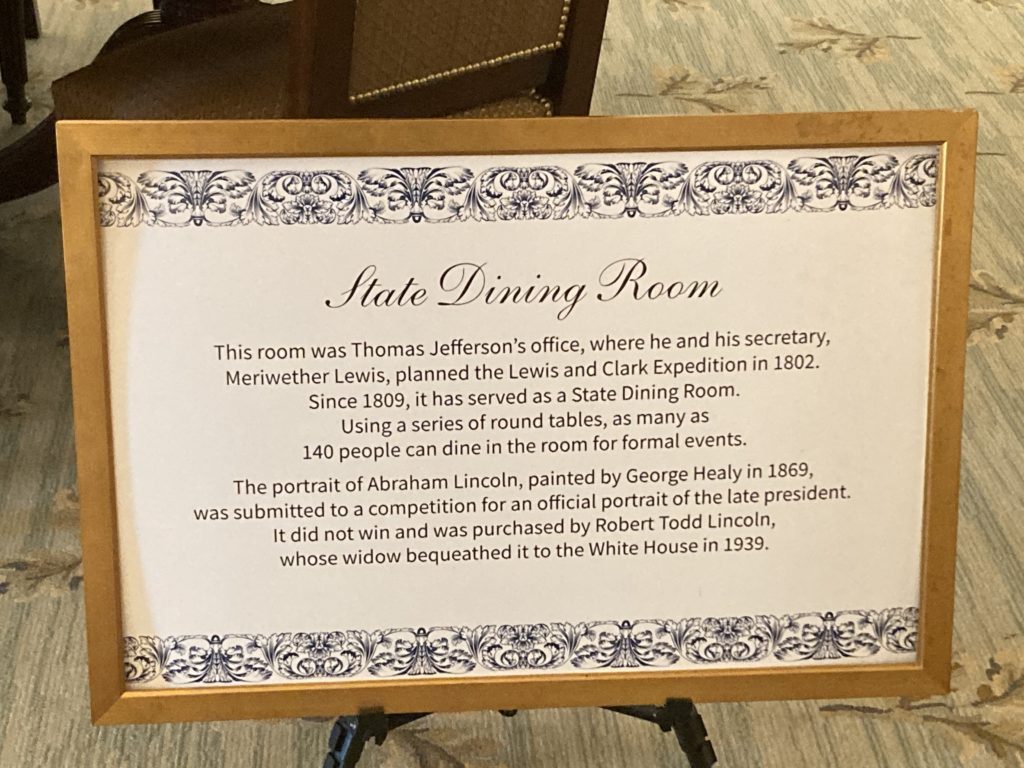 "State Dining Room" Label Signboard