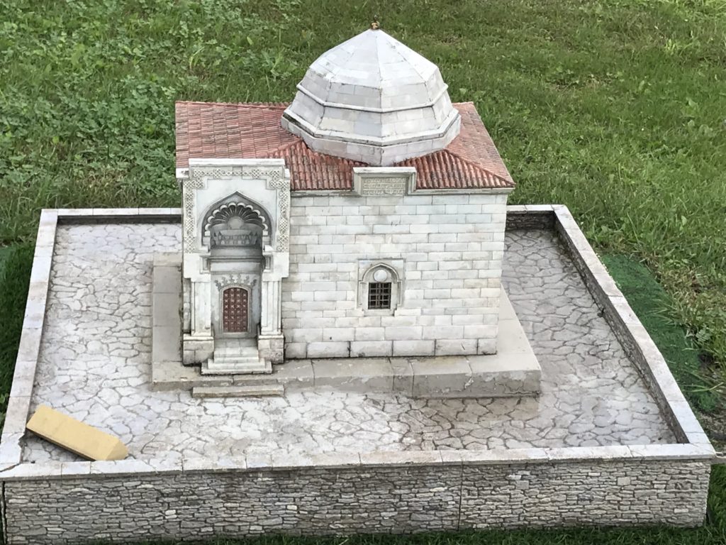 Brick Stone House with Reed Roof Miniature in the Ground