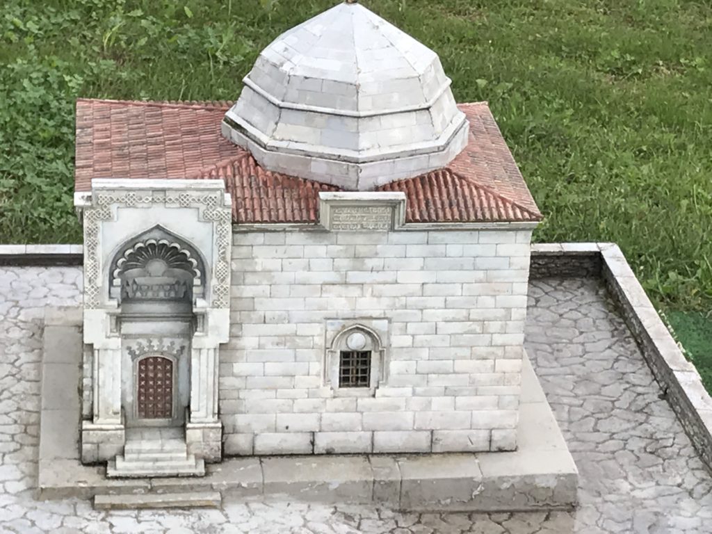 Brick Stone House with Reed Roof Miniature in the Ground