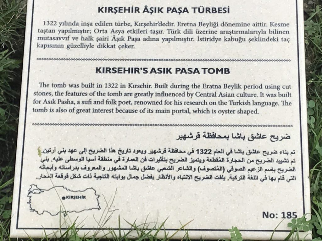 Kirsehir's Asik Pasa Tomb Label Card