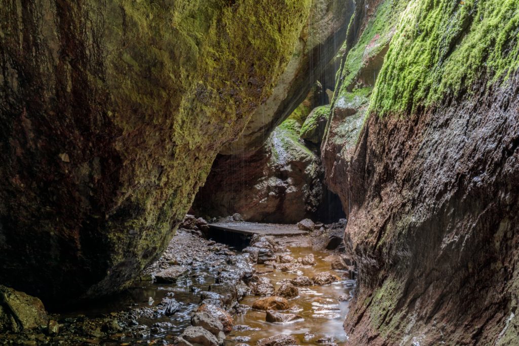 Small Water Stream Between Big Rocks