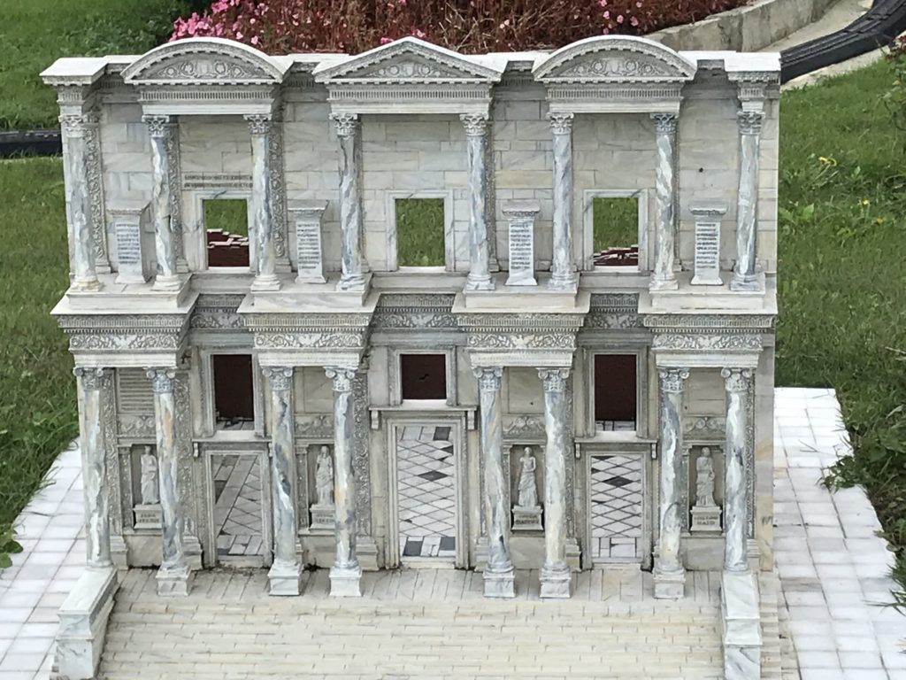Front View of the Celsus Library in Ephesus Building Miniature