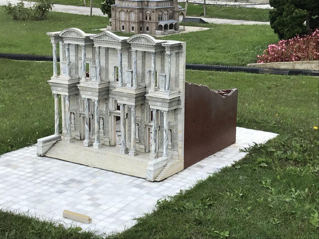 Half Ivory Colored Brown Building Miniature