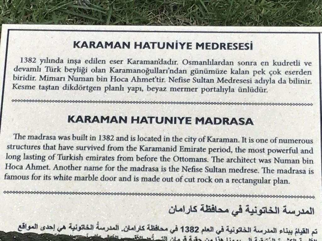Karaman Hatuniye Madrasa Label Card