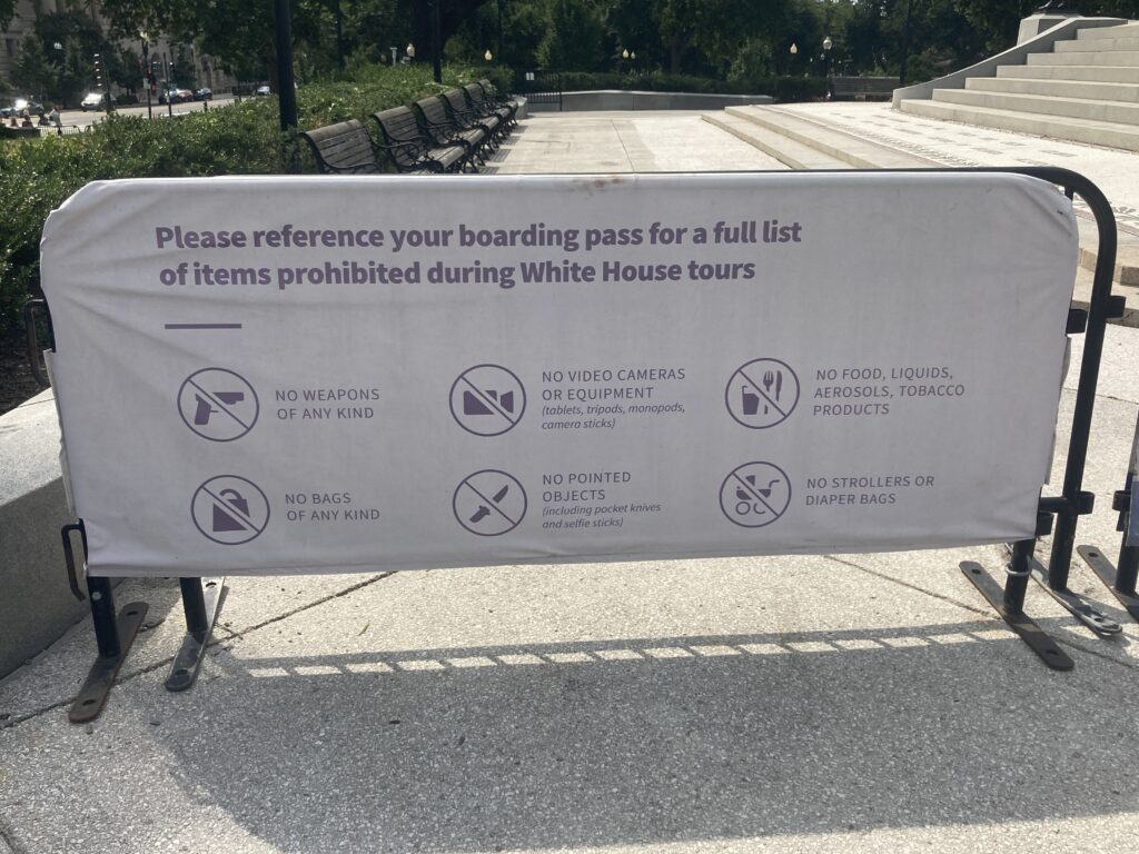 Sign outside the tour entrance