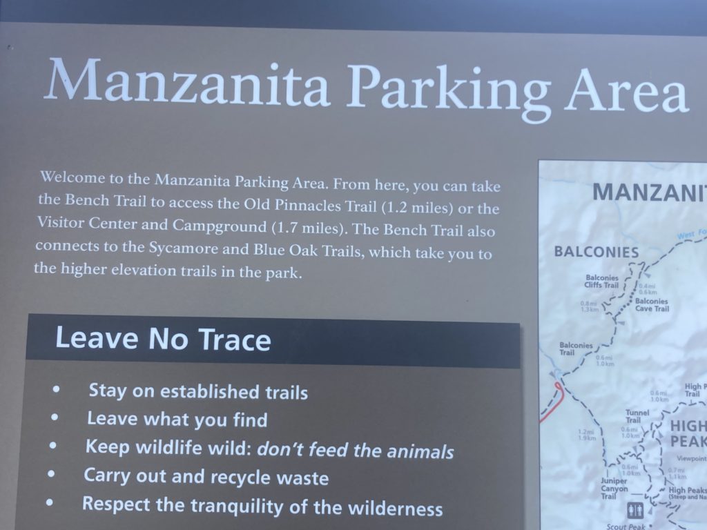 Brown "Manzanita Parking Area" Information Placard