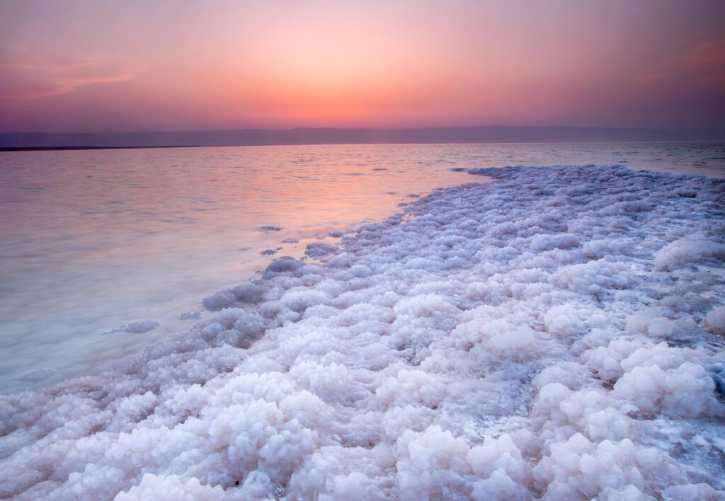 Salt crystals on the shore of the Dead Sea