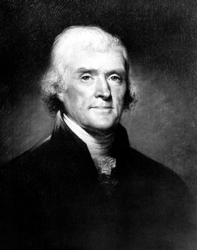 Black and White Portrait of Thomas Jefferson