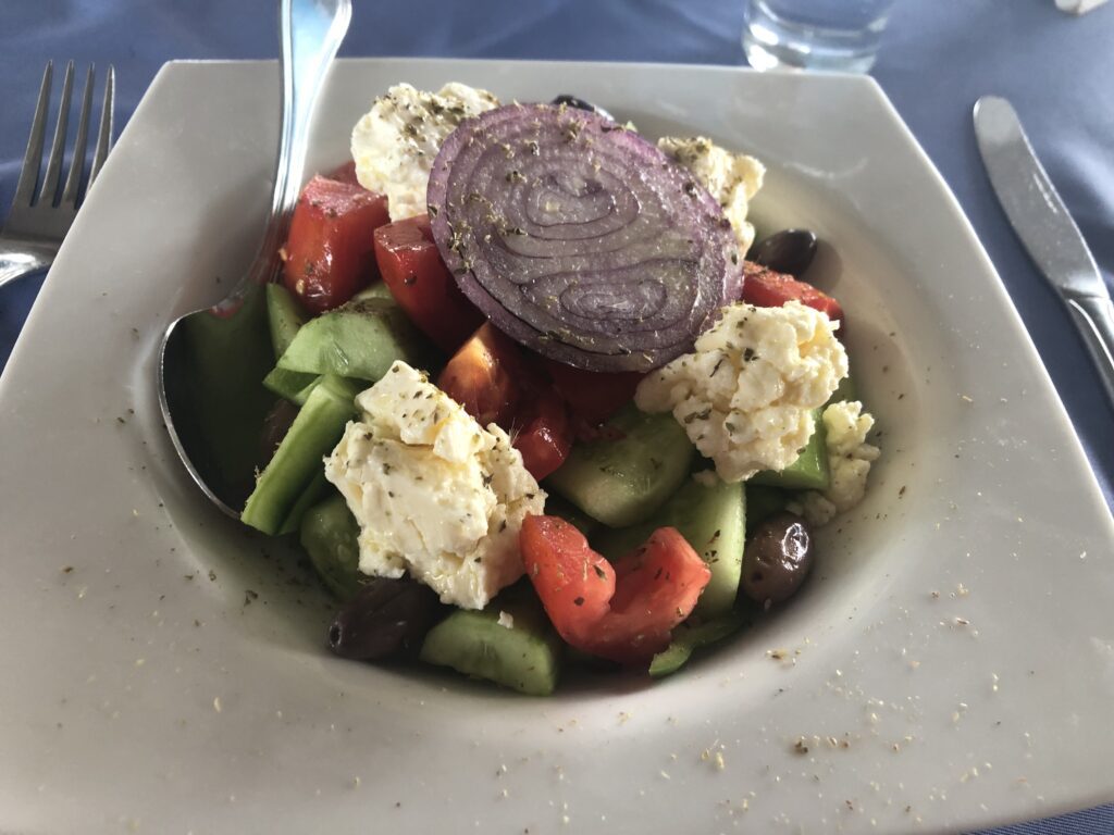 Food at White & Blue Greek Restaurant