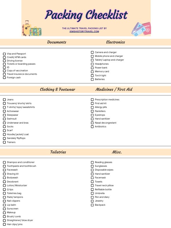 packing checklist