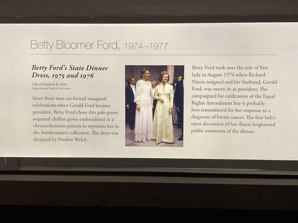 Betty Ford Inaugural Ball Gown Sign