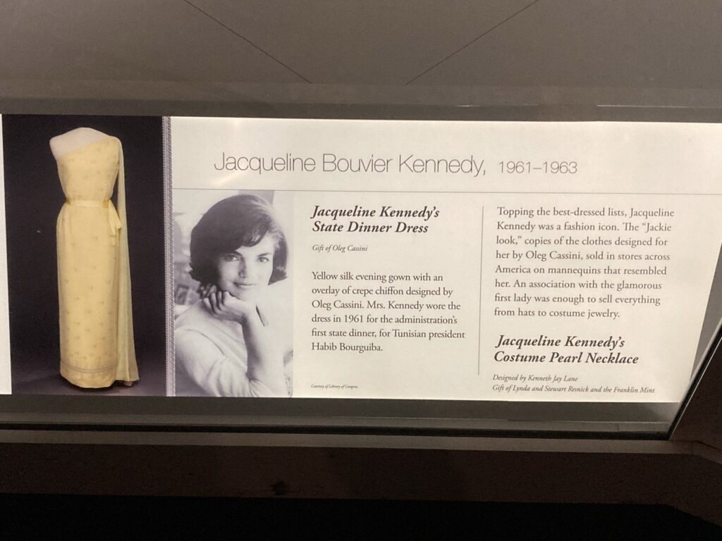 Jacqueline Kennedy Inaugural Ball Gown Sign