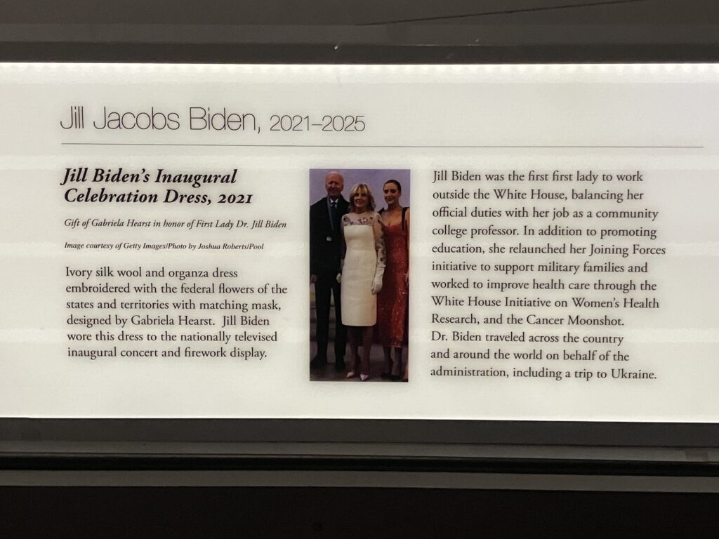 Jill Biden Inaugural Ball Gown Sign
