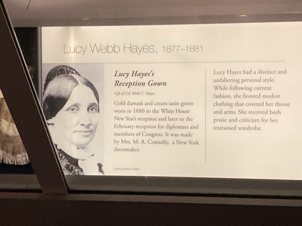 Lucy Hayes Inaugural Ball Gown Sign